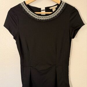Banana Republic Black Top with Silver Beaded Neckline